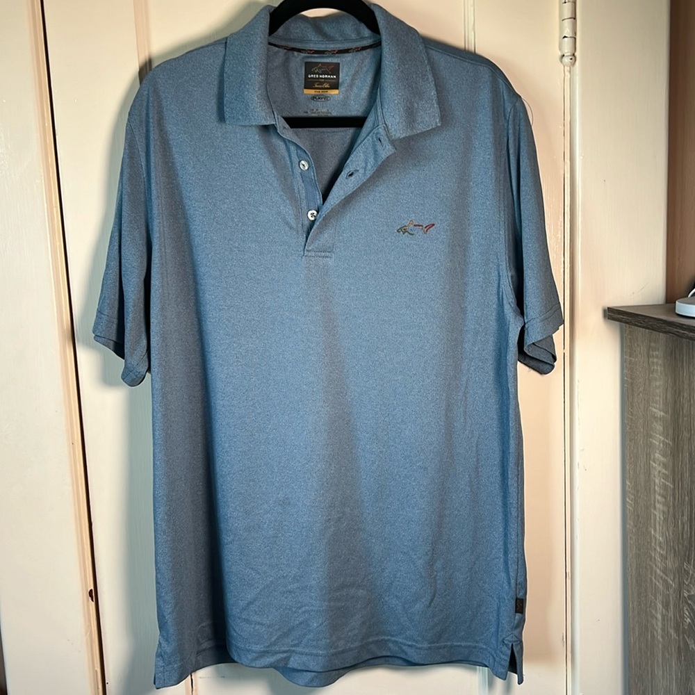 Men's Greg Norman for Tasso Elba Golf Shirt Size Large Medium‎ Blue